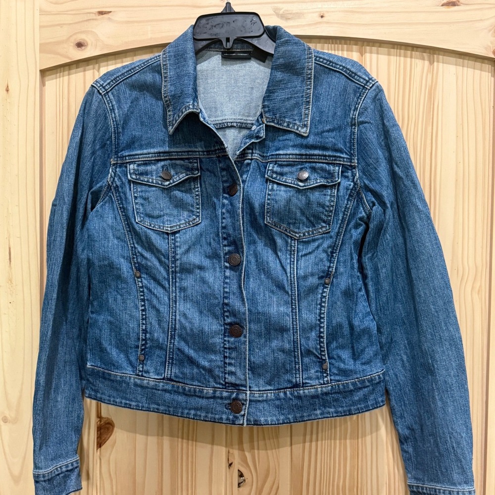 New York & Company Blue Denim Trucker Jacket Medium Wash Womens Large